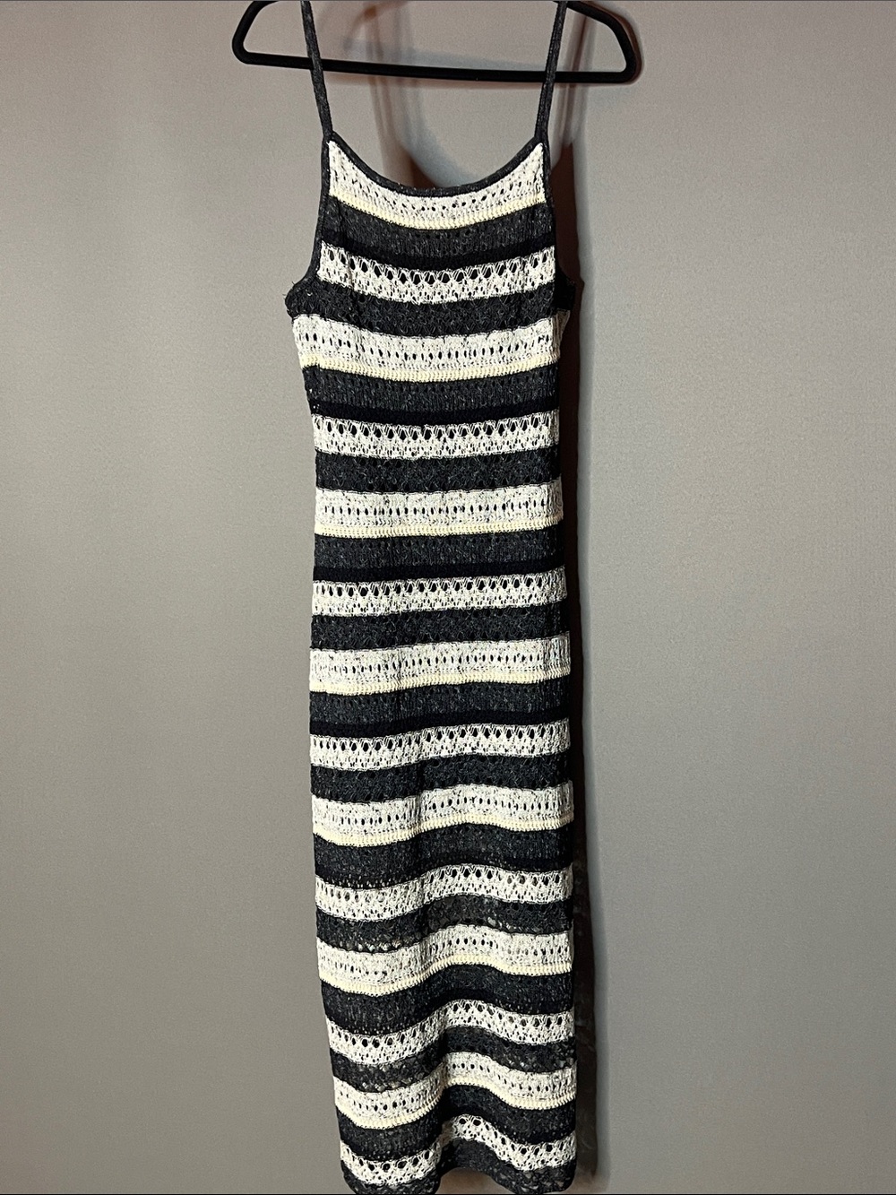 Zara Black and White Striped Knit Maxi Dress